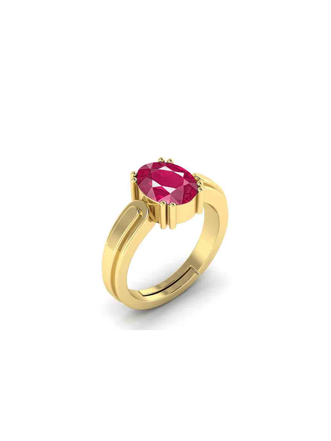 RRVGEM 6.00 KT A+ Quality Adjustable Gold Plated Ruby Ring