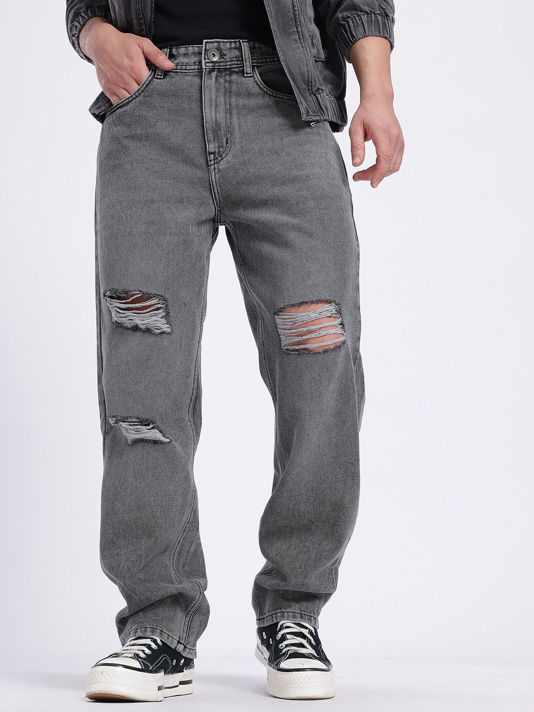 glitchez Men Mid-Rise Mildly Distress Relaxed Fit Jeans