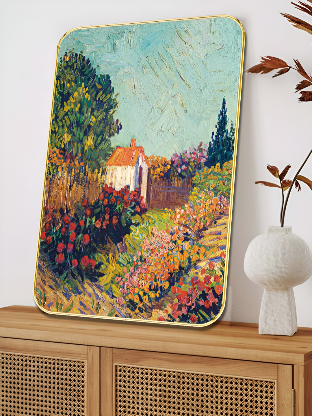 Myntra Elegant Homes Blue & Brown Van Gogh Inspired Garden Landscape Wooden Wall Art