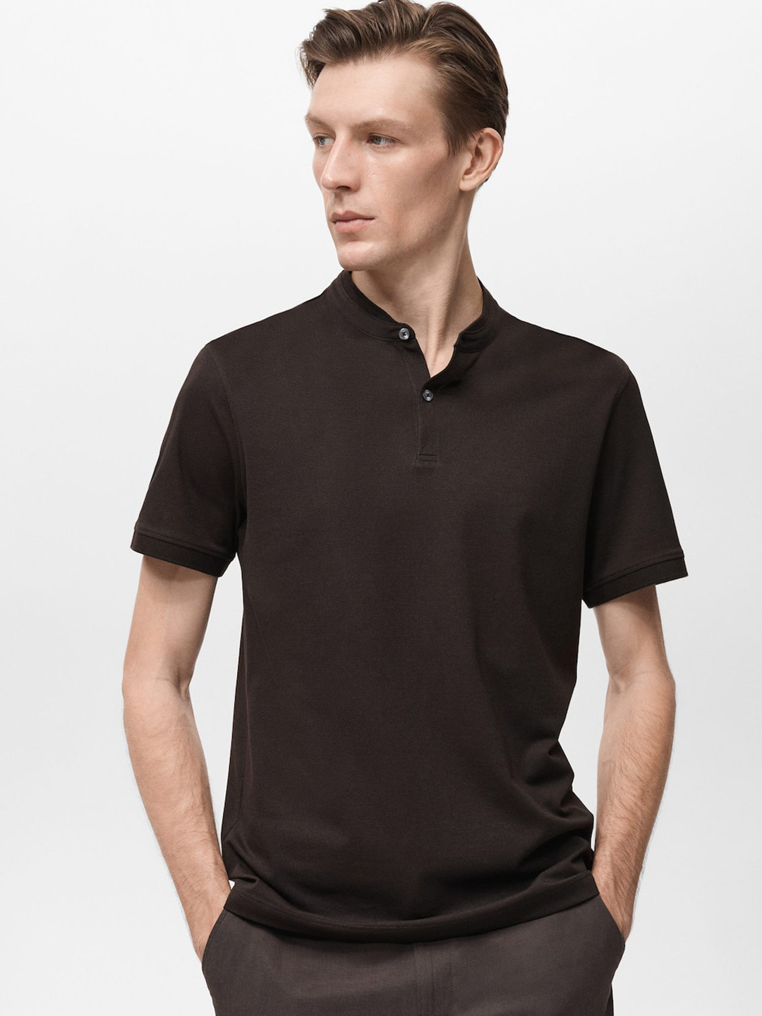 MANGO MAN Stand Collar T-shirt
