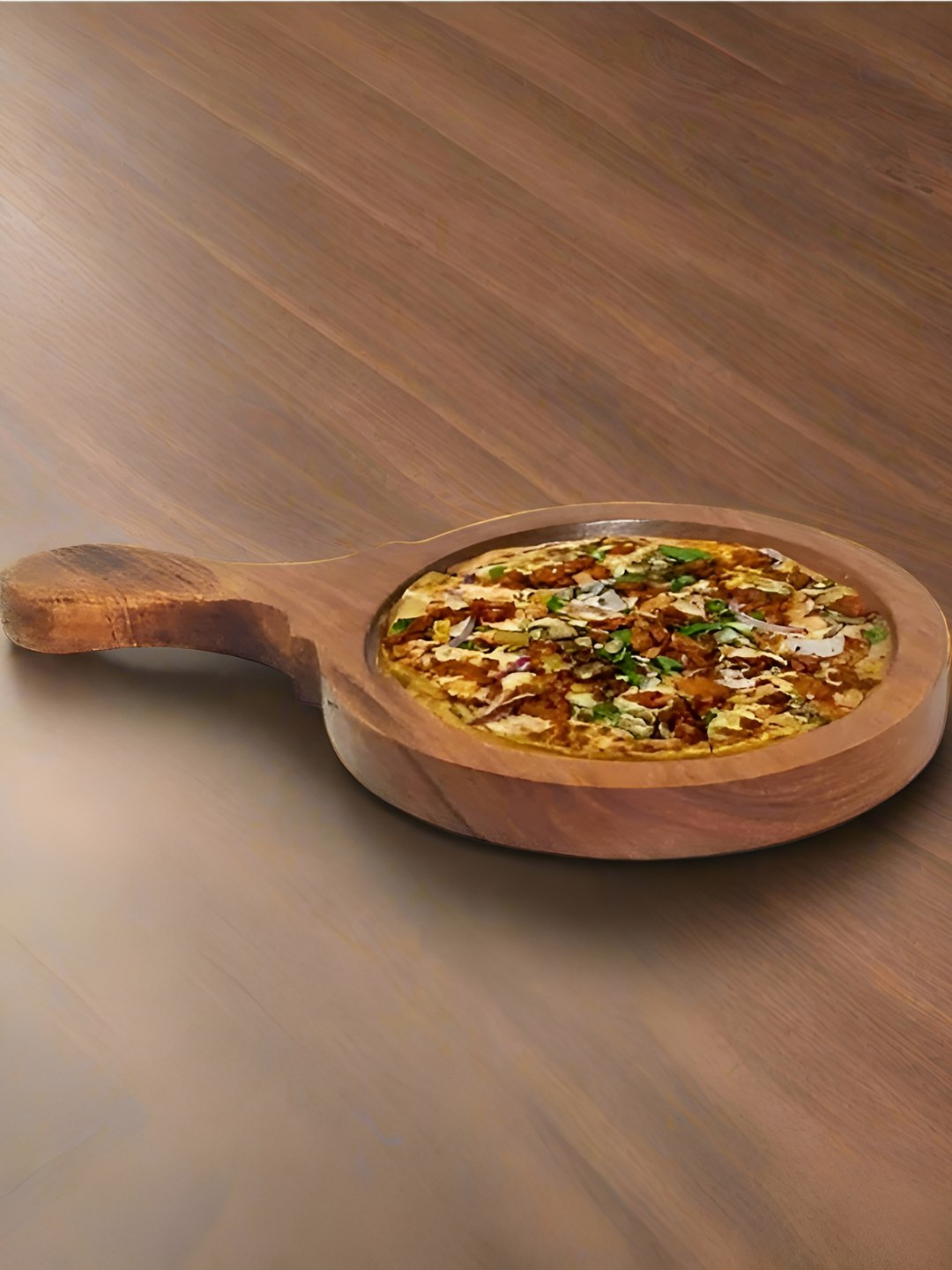 Nyra Kitchenware Brown Wooden Round Pizza Platter
