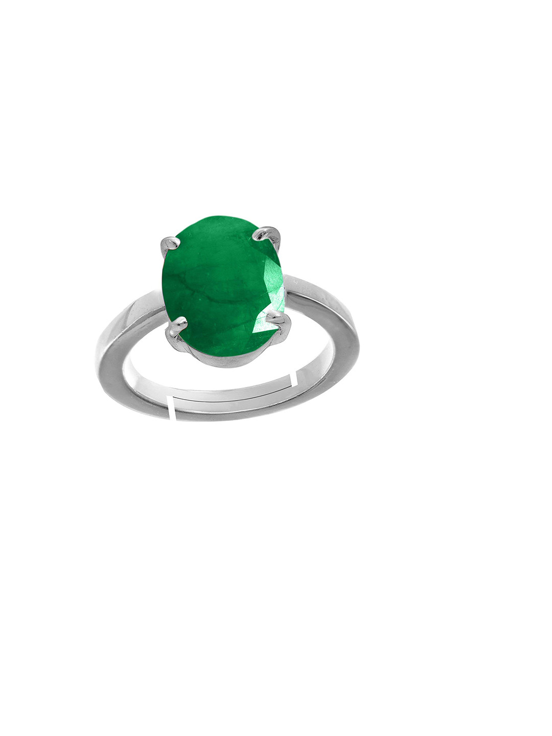 RRVGEM 5.00 Ratti Zambian Emerald Panna Silver Plated Adjustable Finger Ring