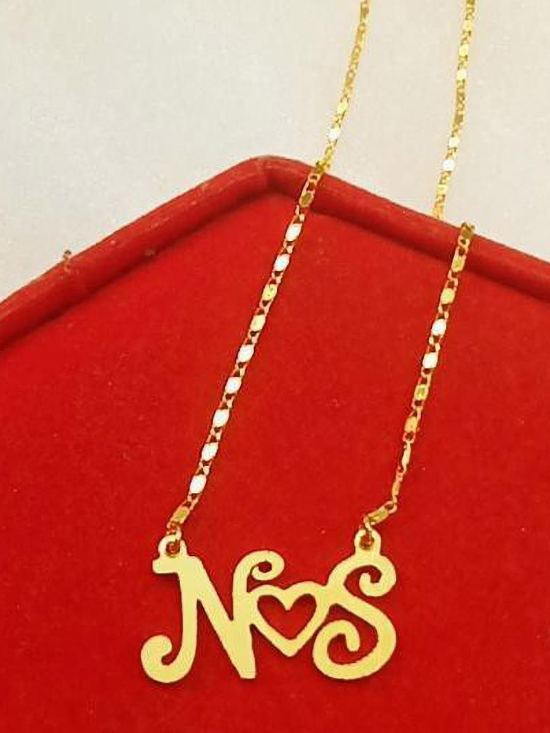 SR Export Gold-Plated N Heart S Pendant Necklace