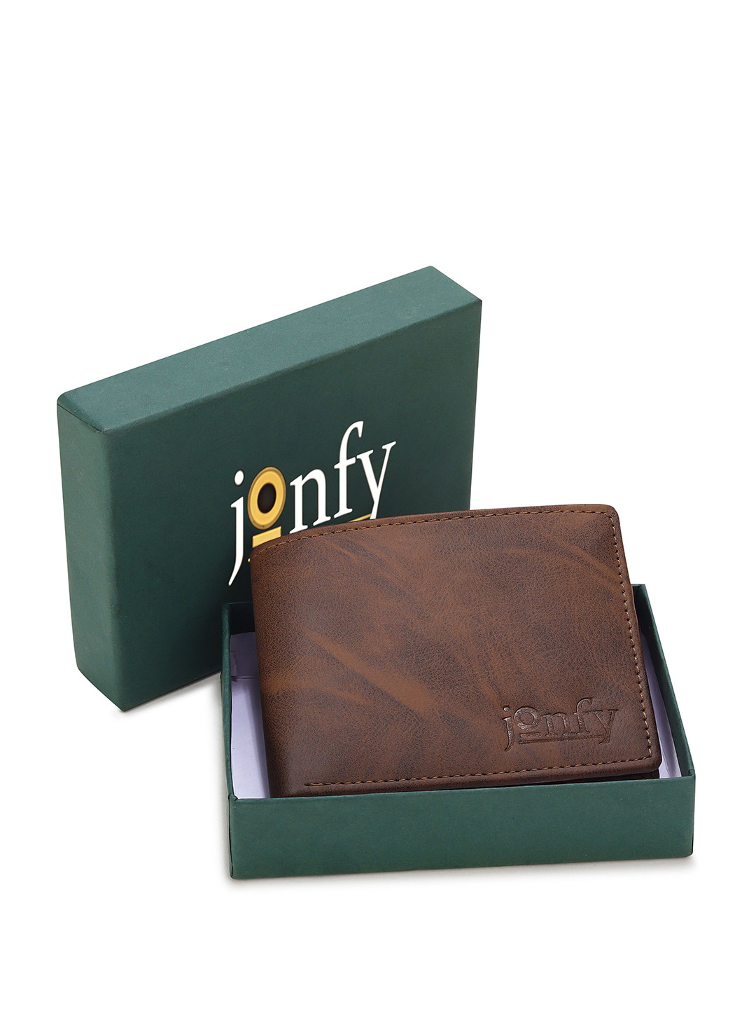 JONFY Men Solid Two Fold Wallet DABOUL_CHAIN_BROWN_JF_01M