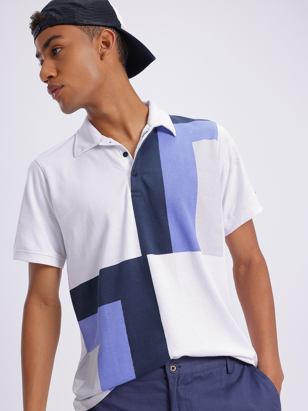 UNRL Men Printed Polo Collar T-shirt