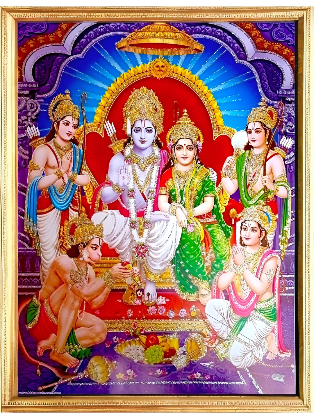 SUNINOW Ram Darbar Wood Wall Rectangle Photographs Wall Art