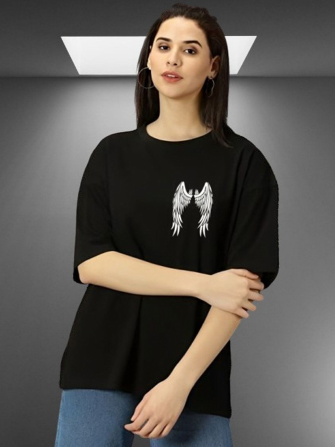 Kasendra Graphic Printed Round Neck Drop Shoulder Graphic Oversized Fit T-shirt