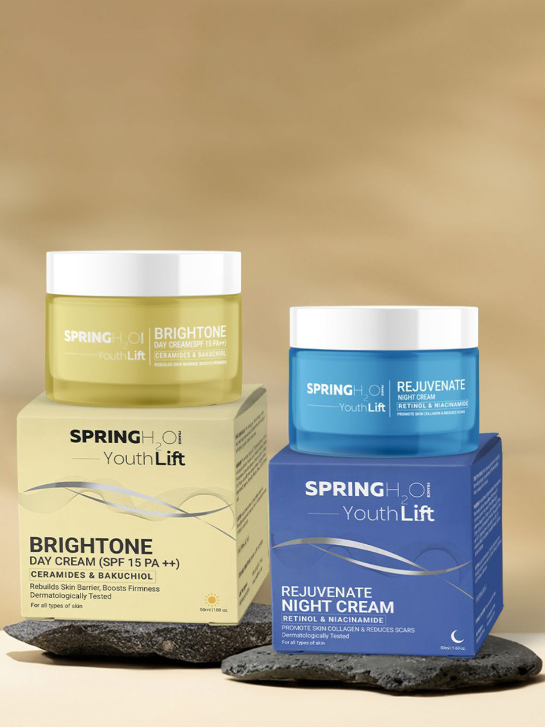 Spring H2O Set Of 2 Brightone Day Cream & Rejuvenate Night Cream- 50 ml Each