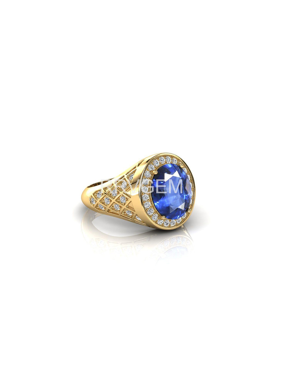 RRVGEM 10.00 KT Gold Plated 10.25 Ratti Blue Sapphire Ring