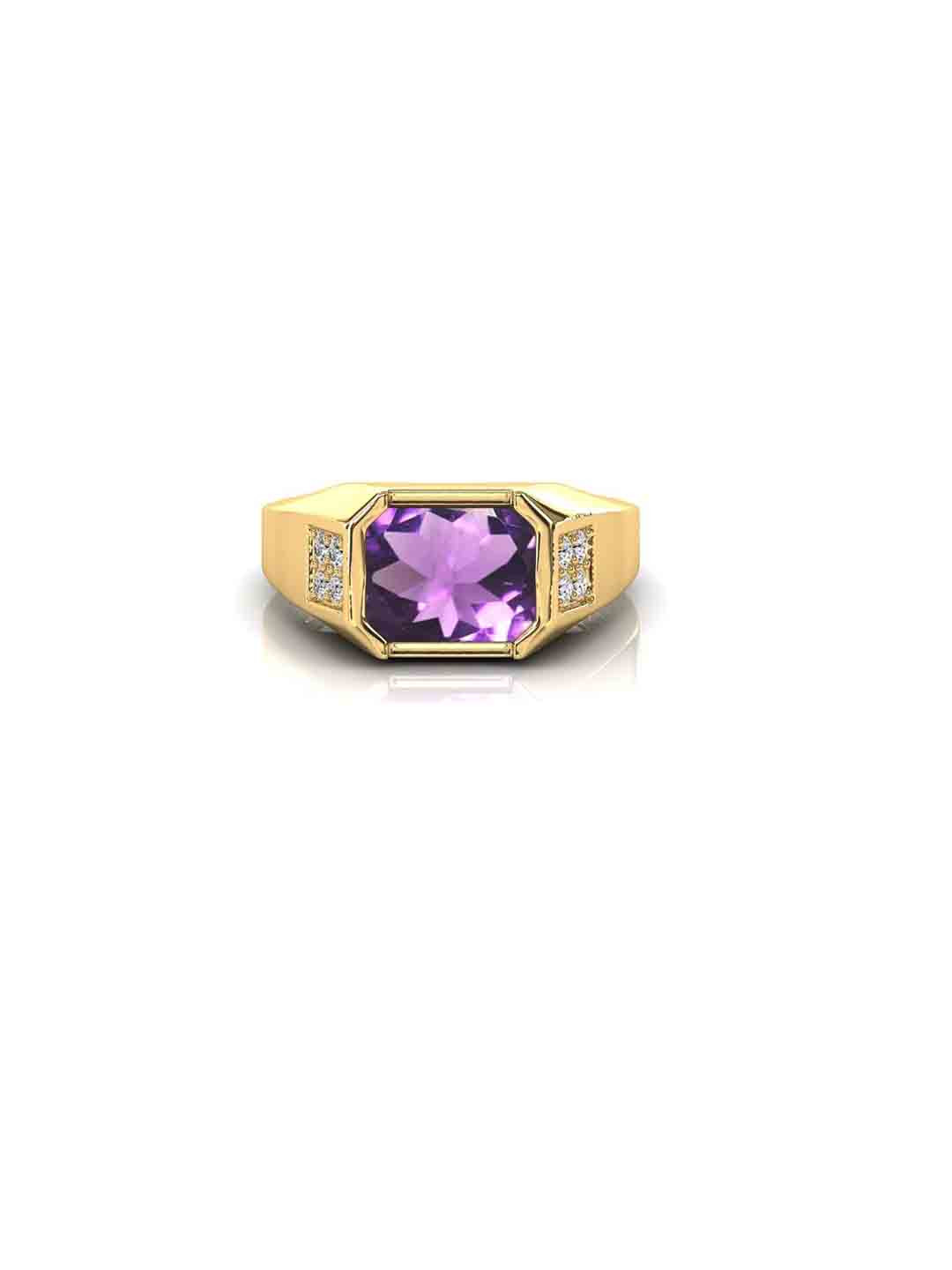 RRVGEM Gold Plated 8.00 Ratti Amethyst Ring
