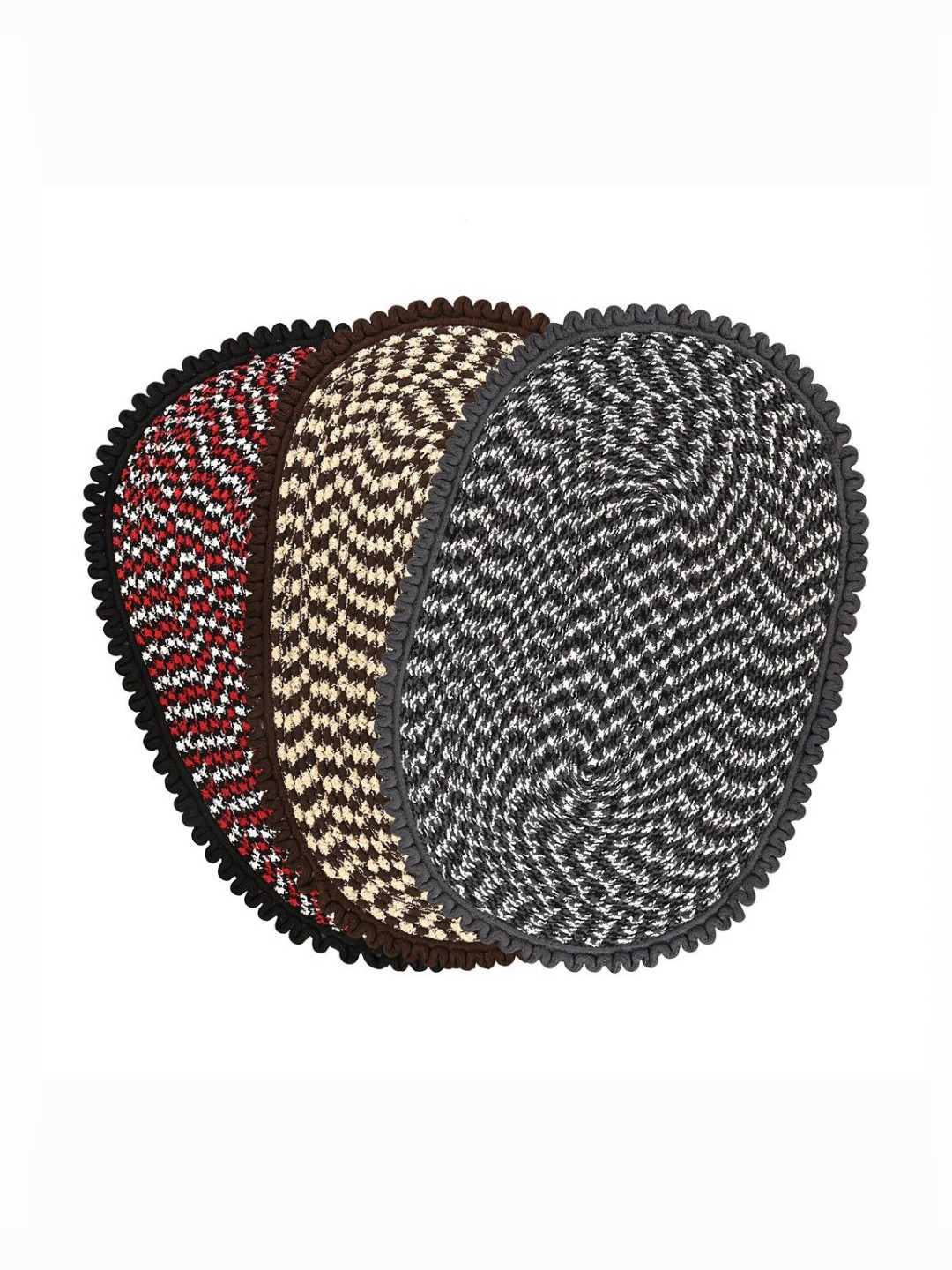 Aura Red & Grey 3 Pcs Oval Door & Bathroom Mat Perfect