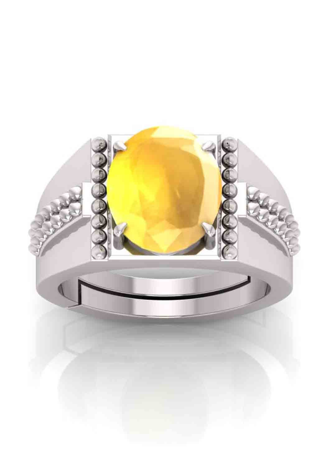 RRVGEM 6.25 Ratti Yellow Sapphire Silver Plated Ring