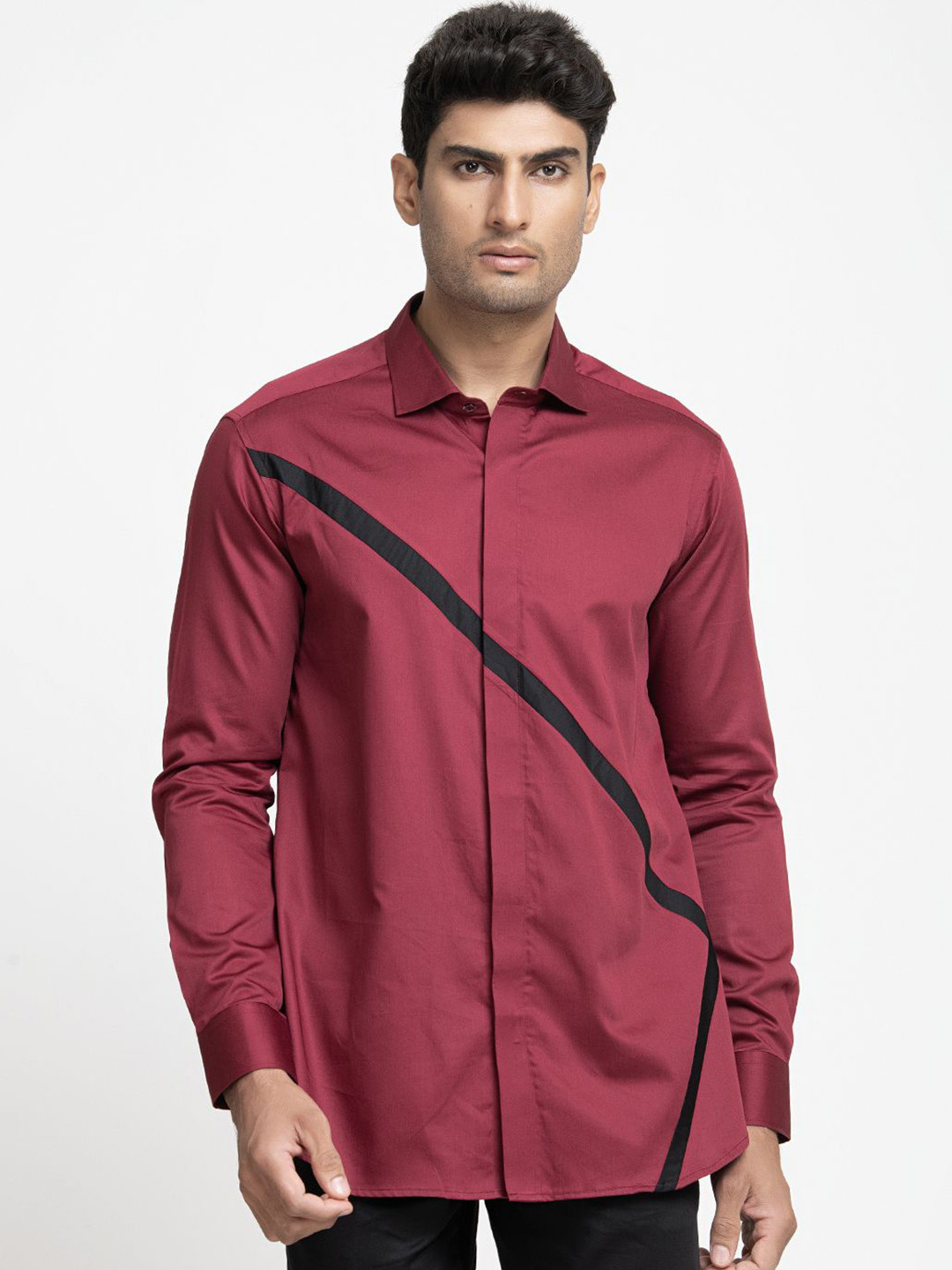HILO DESIGN Spread Collar Long Sleeves Contemporary Casual Shirt
