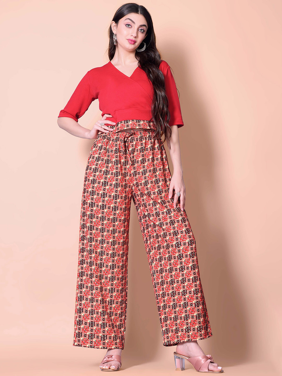 TYKUN Printed  Palazzo & Top Co-Ord Set