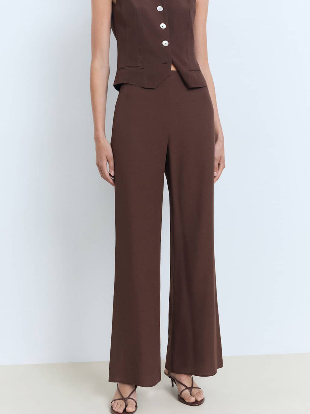 MANGO Women Suit Wide Leg Trousers