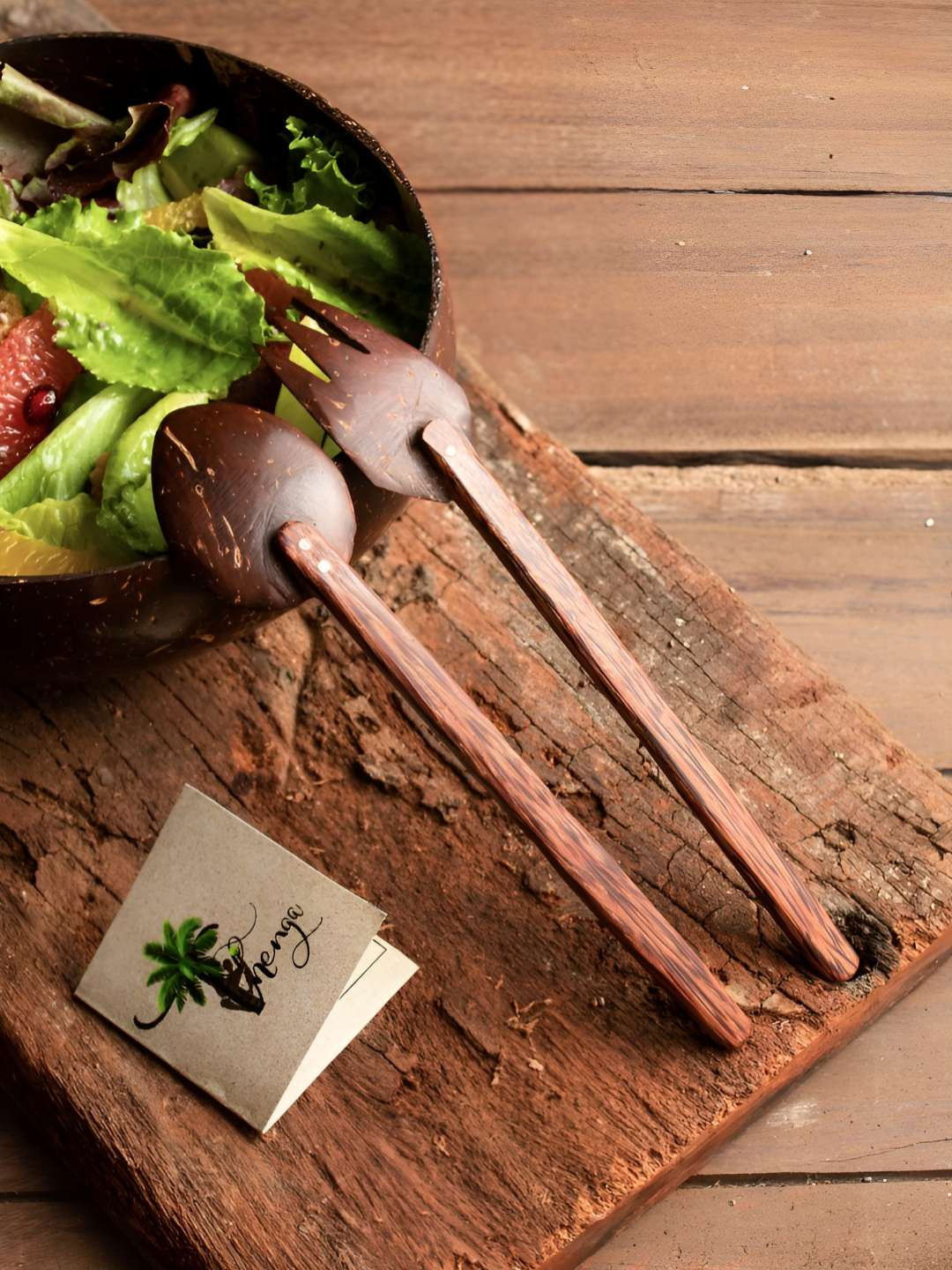 Thenga Brown Wood Spoon & Fork