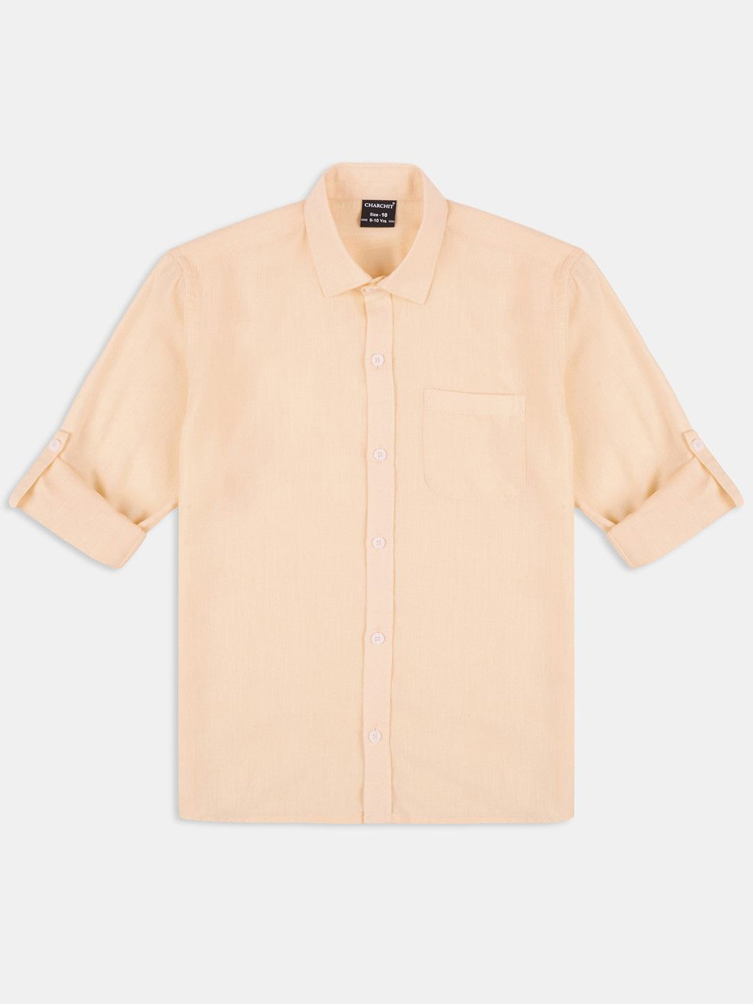 Charchit Boys Comfort Relaxed Fit Solid Spread Collar Casual Shirt