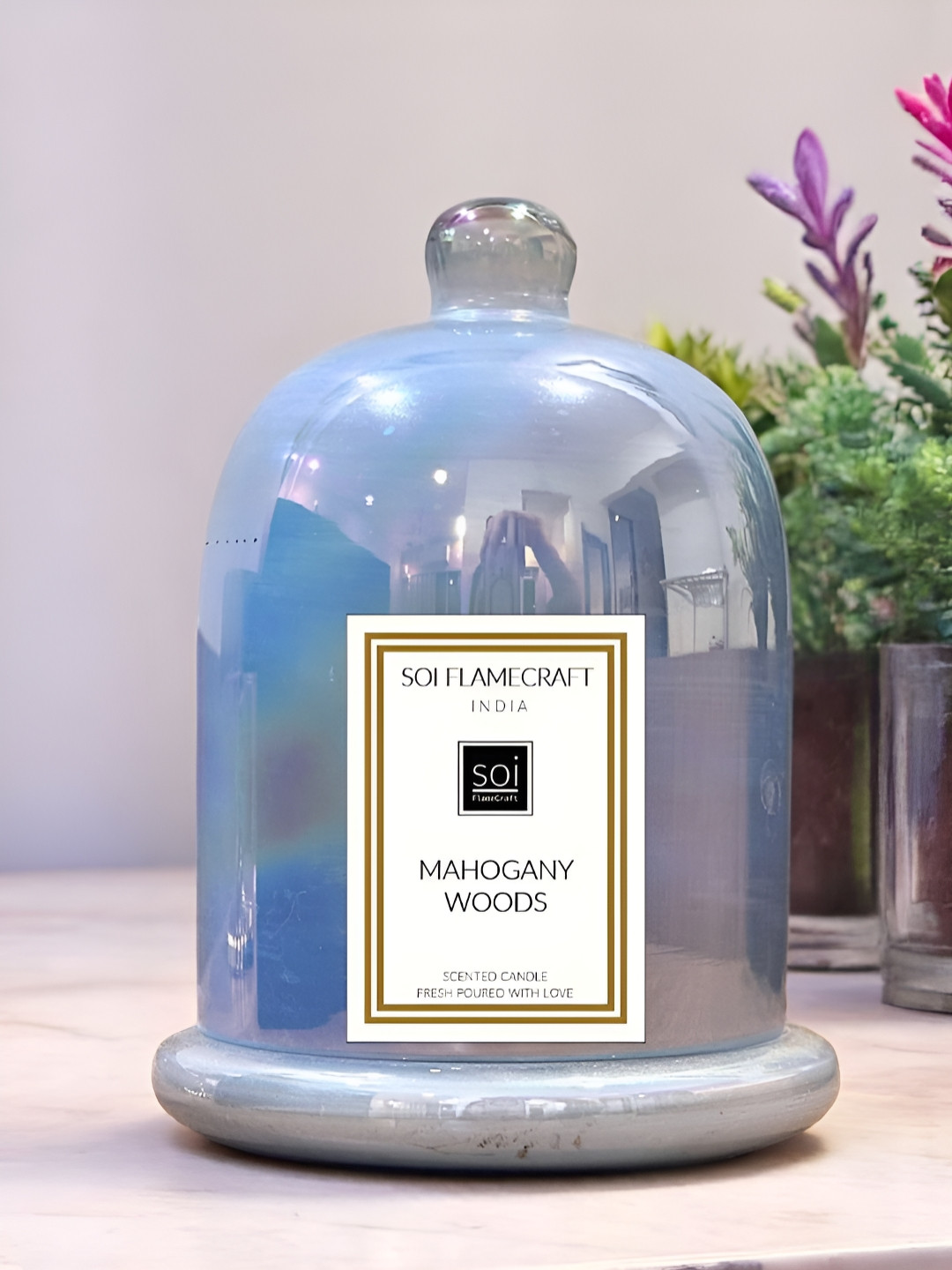 Soi FlameCraft Mahogany Woods Scented 1 Wick Solid Geometric Regular Jar Candles