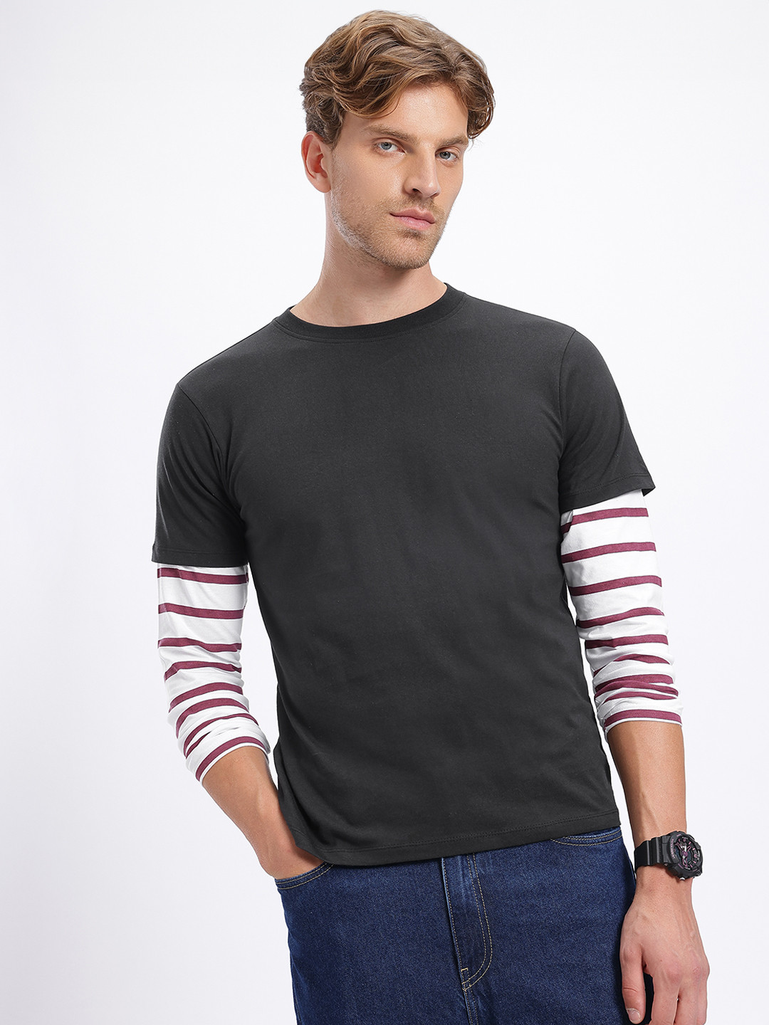 glitchez Contrast Trim Regular Fit T-shirt