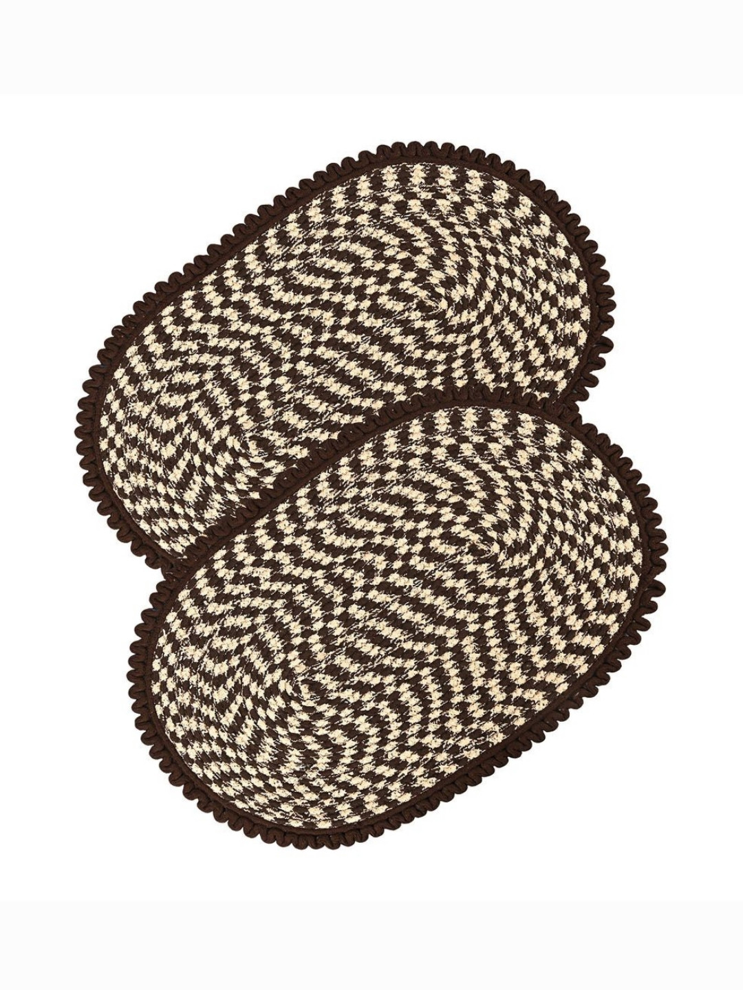 Aura Brown & Beige 2 Pcs Oval Door & Bathroom Mat Perfect
