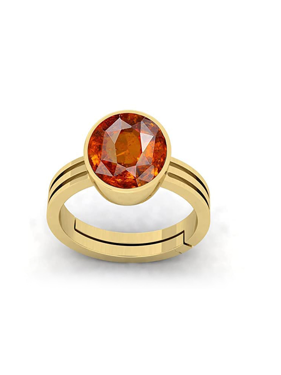 RRVGEM 4.00 Ratti Hessonite Stone Panchdhaatu Adjustable Ring