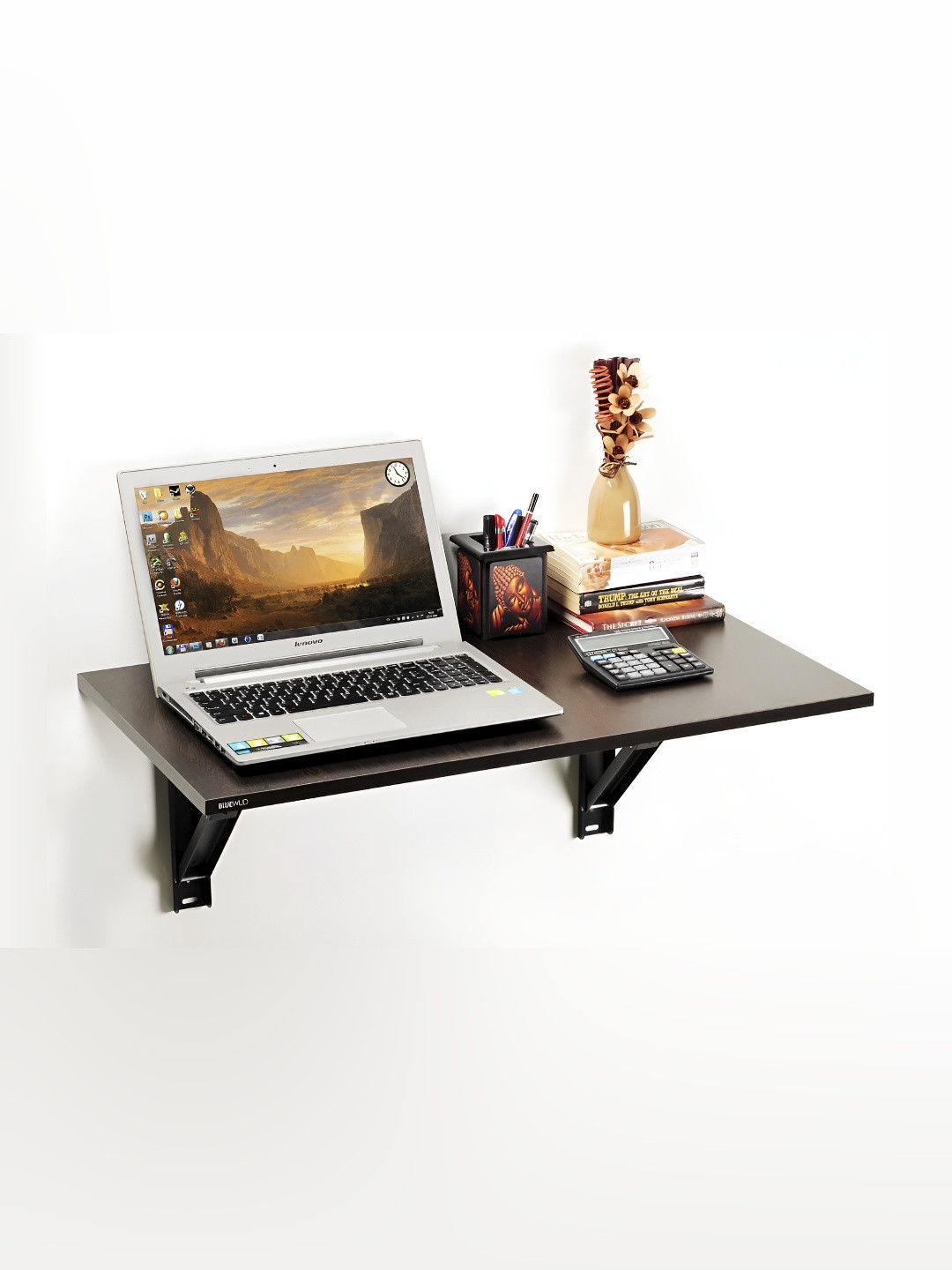 bluewud Hemming Brown Wooden Wall Mount Study Table