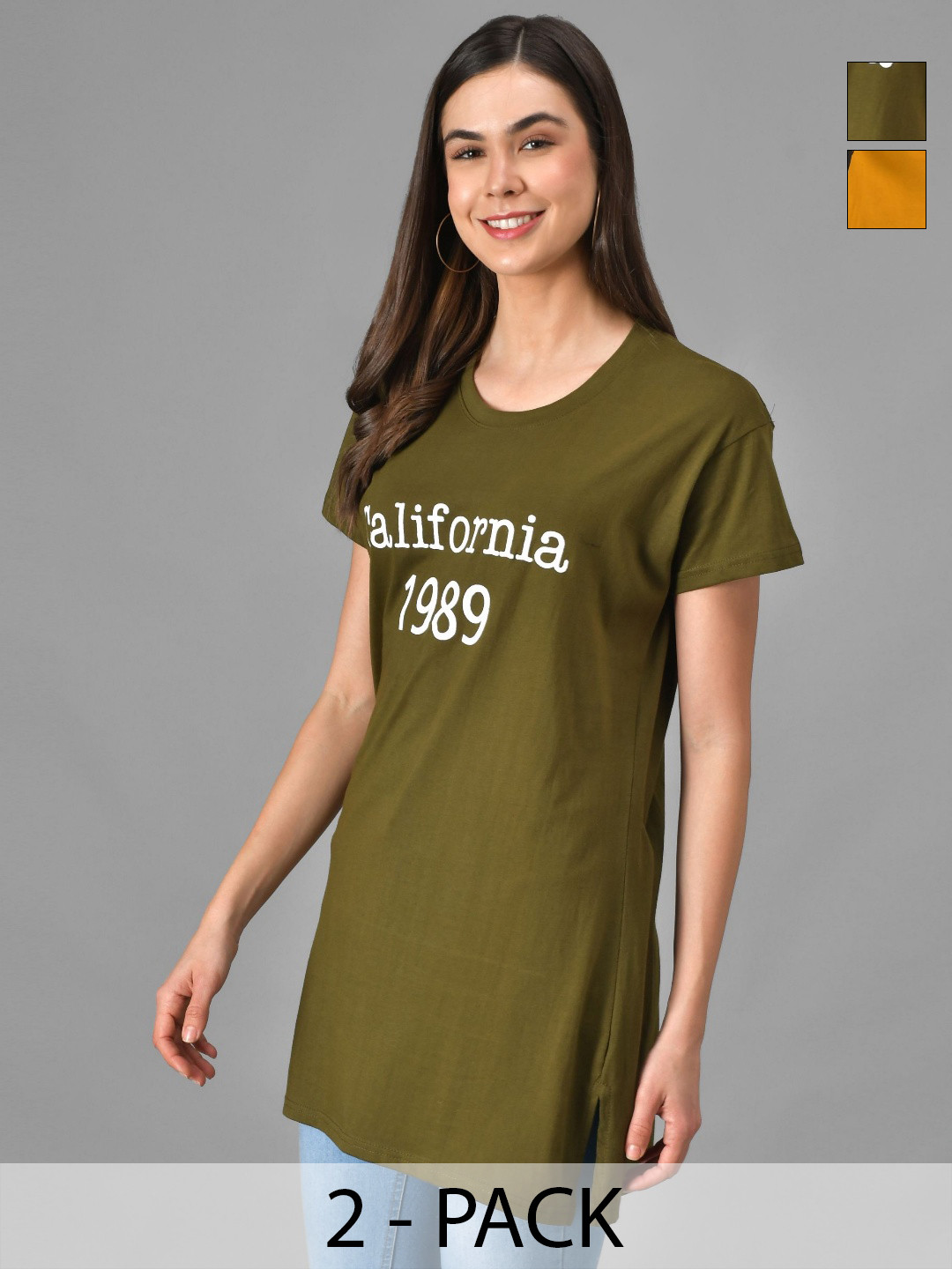 Christy World Typography Printed Pack Of 2 Round Neck Cotton T-shirts