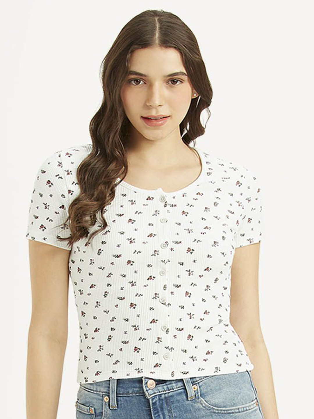 Levis Women Floral Print short Top