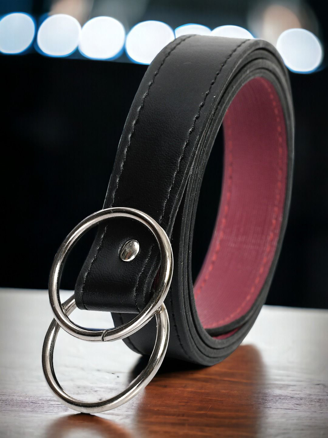 DressBerry Women Black Synthetic Leather D-Ring Closer Formal Belt