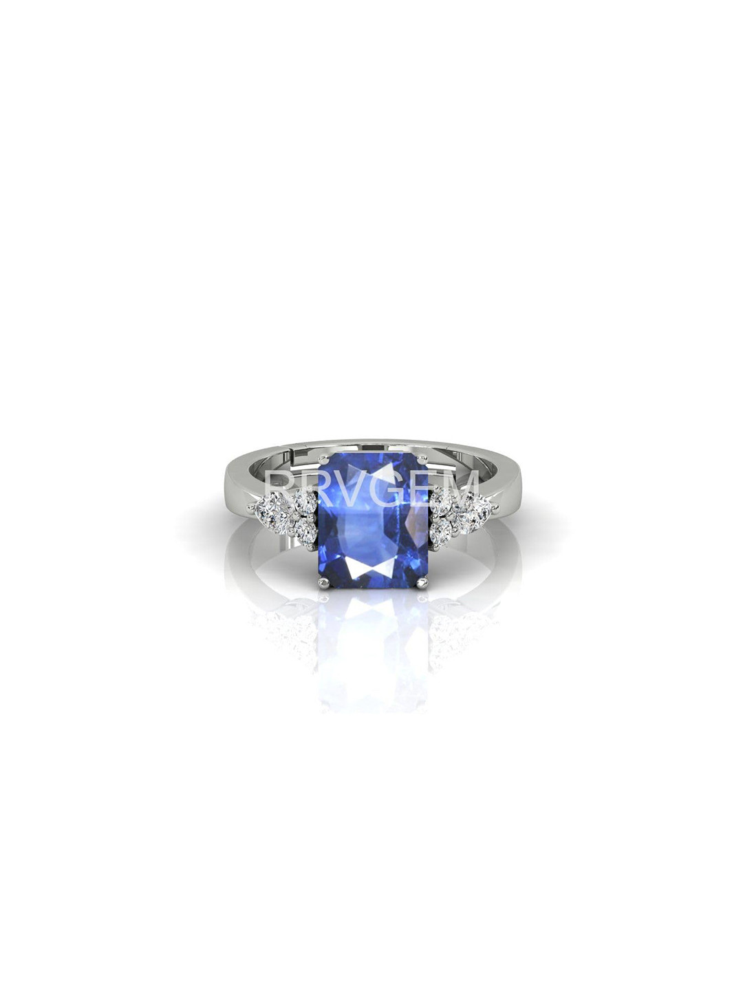 RRVGEM Blue Sapphire Ring 3.25 Ratti 3.00 KT Silver Plated Handcra