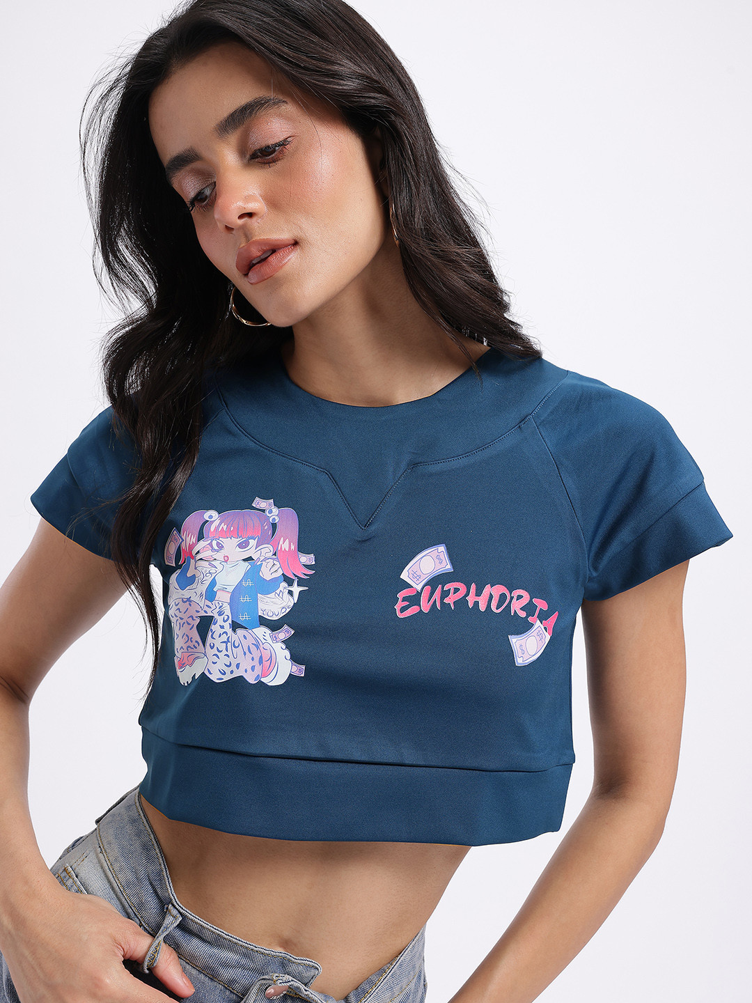 Stylecast X Hersheinbox Euphoria Print Raglan Sleeves Pure Cotton T-shirt