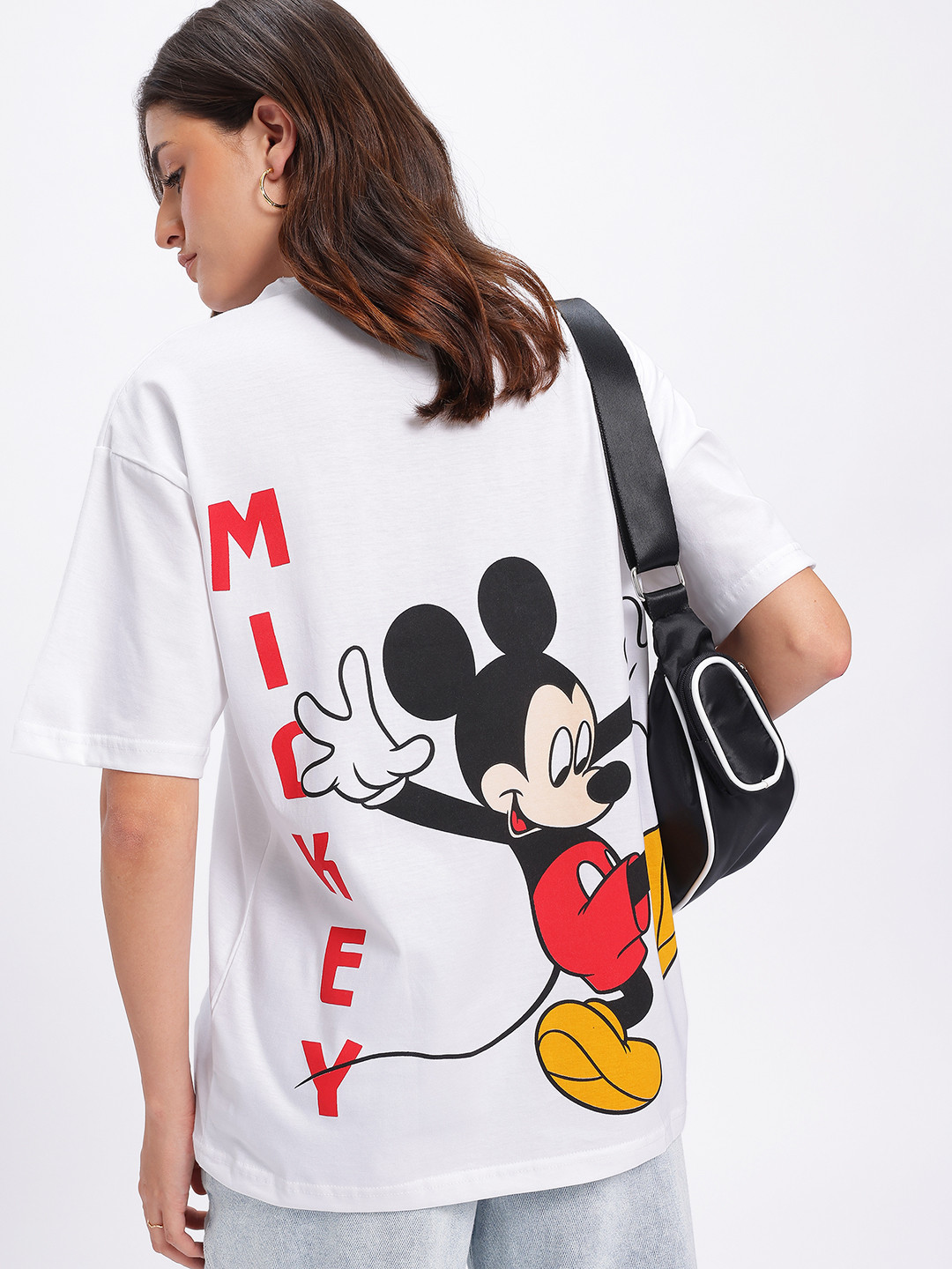 Disney by Glitchez Print Drop-Shoulder Sleeves Pure Cotton Oversized T-shirt