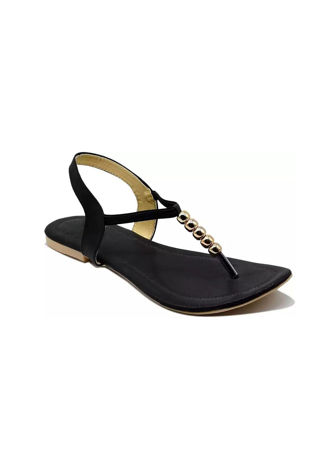 Miss Universe Women Casual Beads & Elastic Loop T-Strap Flats