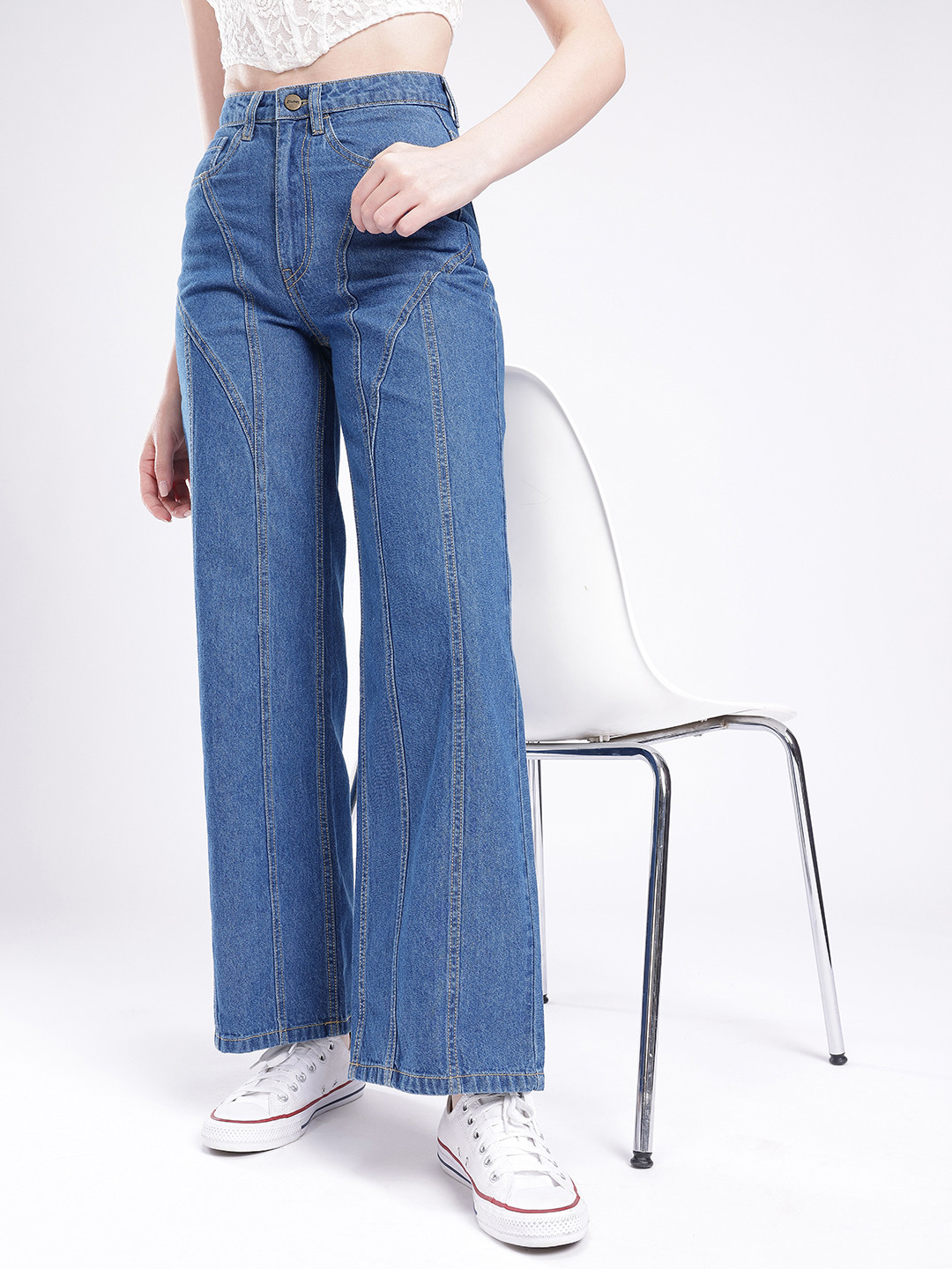 glitchez Women Baggy Wide Leg High-Rise Jeans