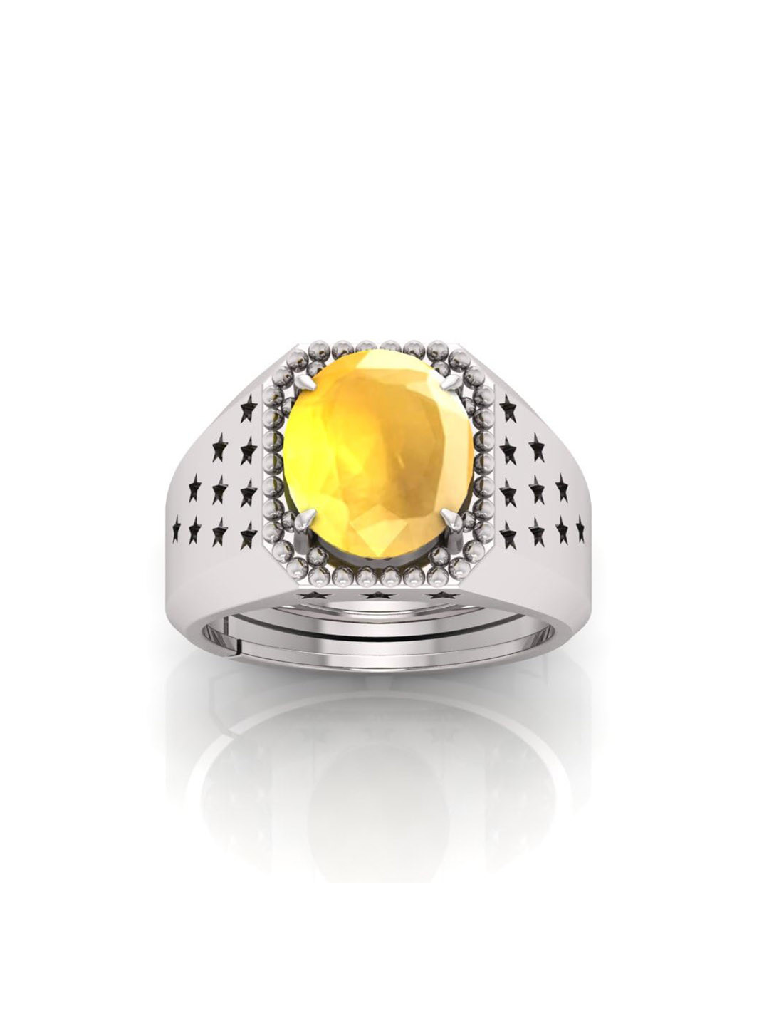 RRVGEM Unheated 8.25 Ratti 8.00 KT Yellow Sapphire Silver Plated Ring
