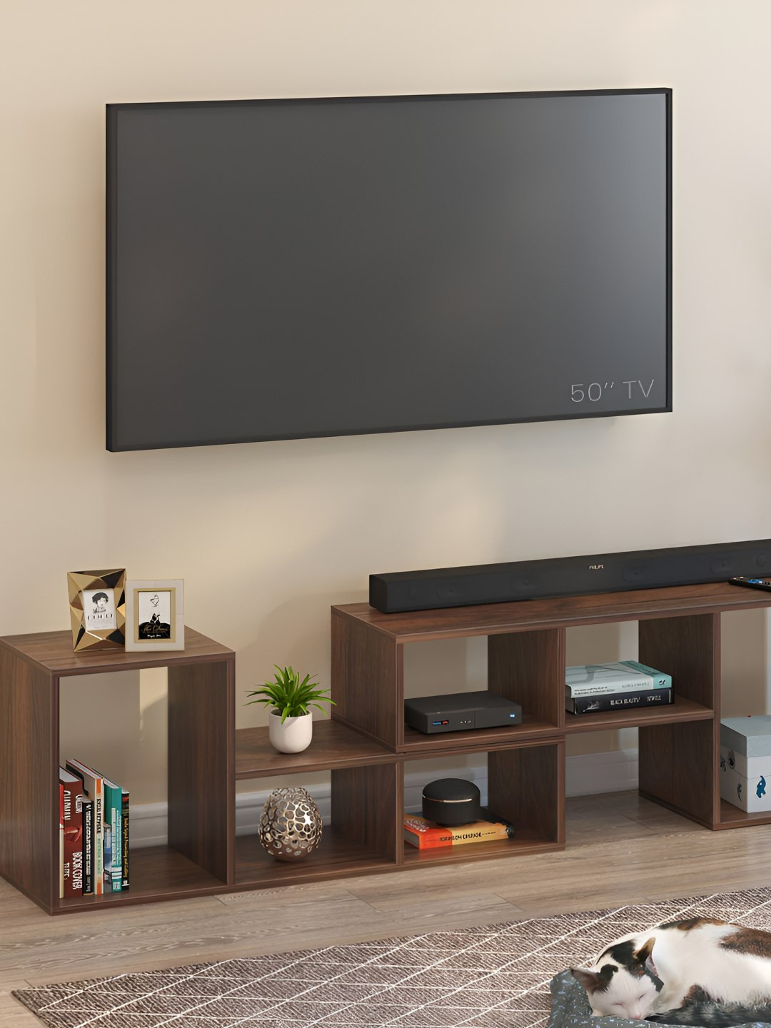 bluewud Petel Brown Wooden TV Entertainment Unit