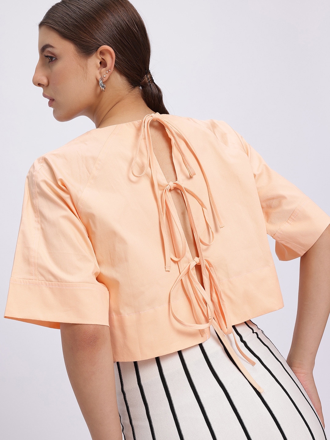 glitchez Tie-Up Back Boxy Fit Crop Top