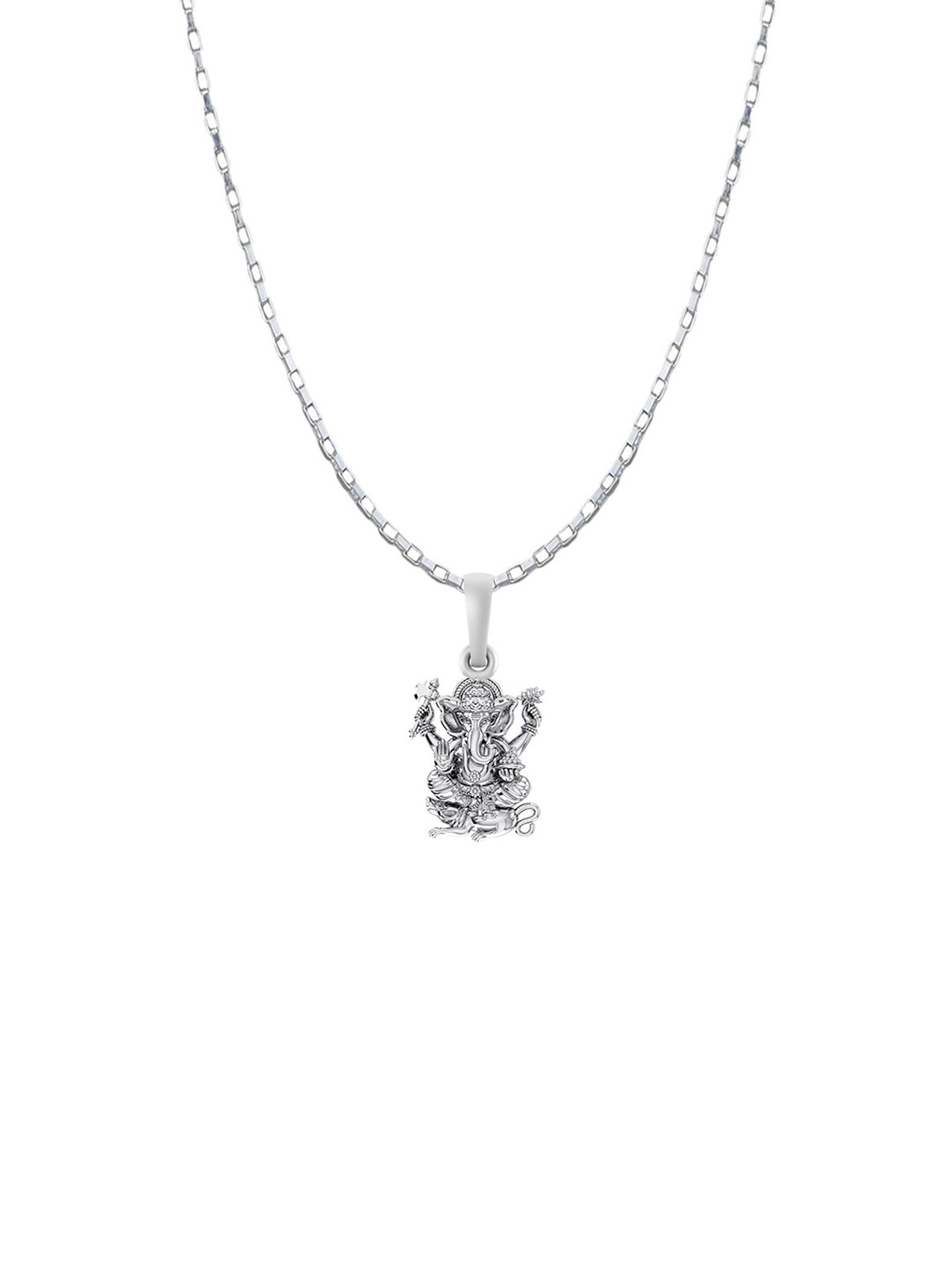 AKSHAT SAPPHIRE 925 Sterling Silver Ganesh Pendant With Box Chain