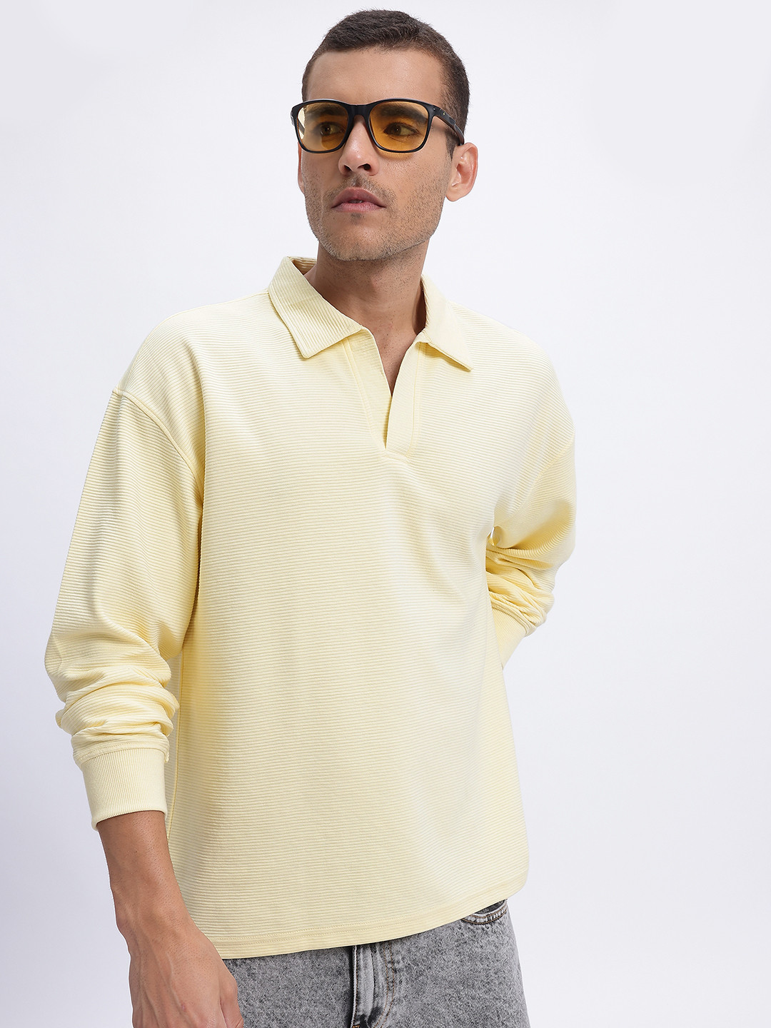 glitchez Textured Oversize Polo T-shirt