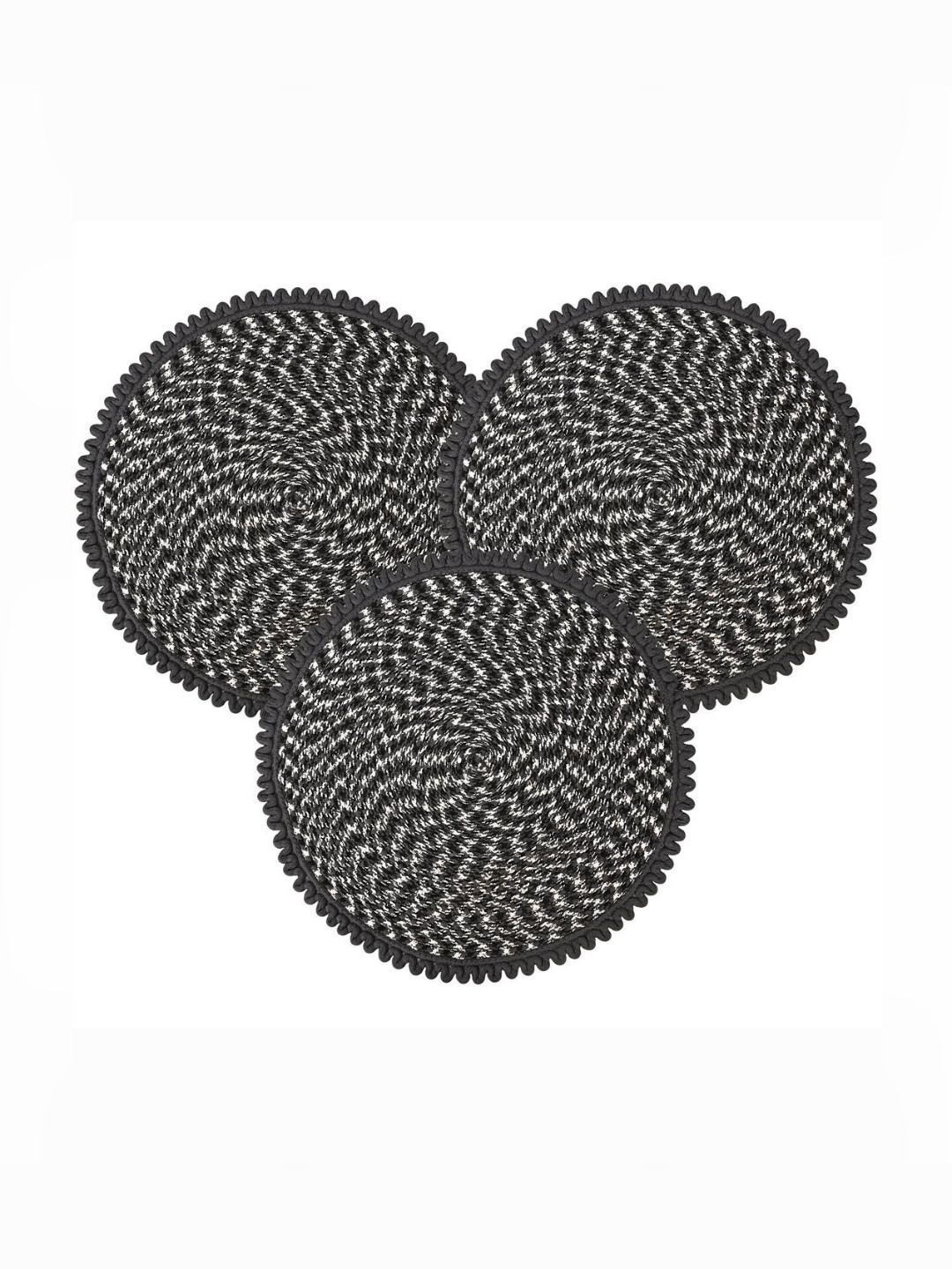 Aura Grey Spiral 3 Pcs Round Durable Door & Bathroom Mat s
