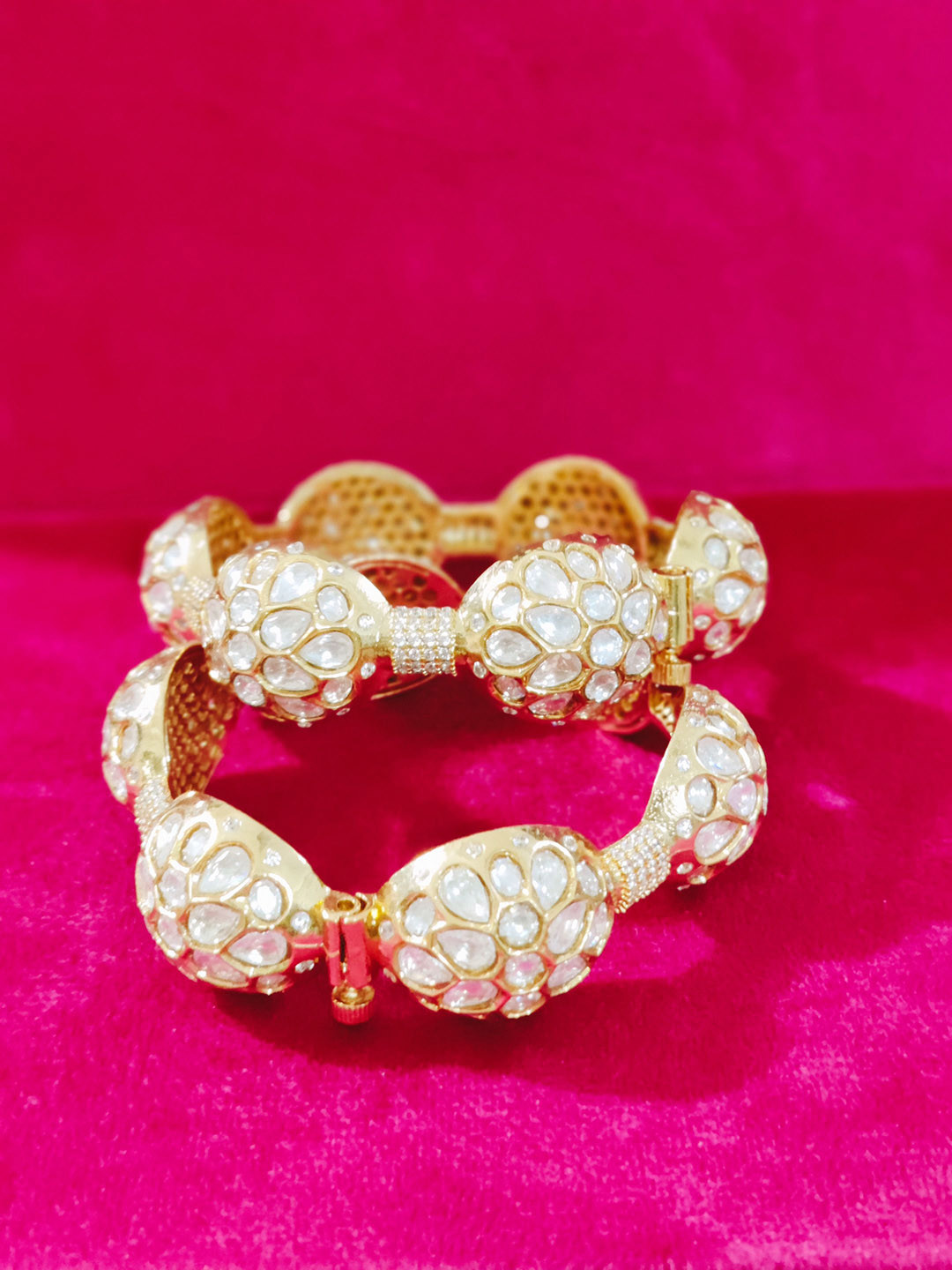 STYLE DECO Set Of 2 Gold-Plated Kundan Studded Bangles
