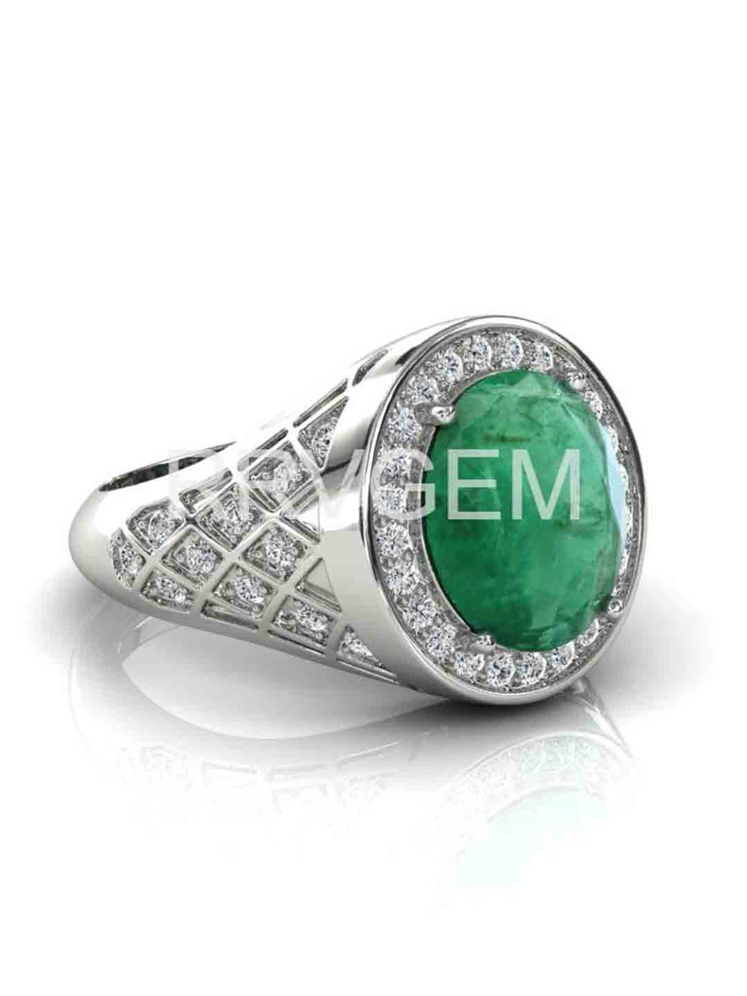 RRVGEM 11.50 KT Silver Plated Green Emerald Ring