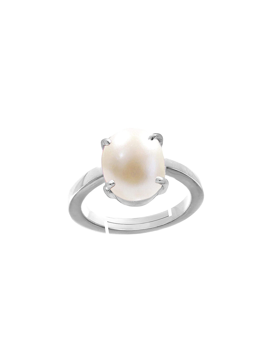RRVGEM 3.00 KT White Pearl Gemstone Silver Plated Ring