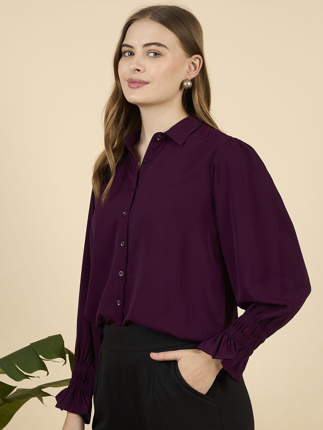 Mast & Harbour Spread Collar Long Sleeves Classic Formal Elegant Shirt