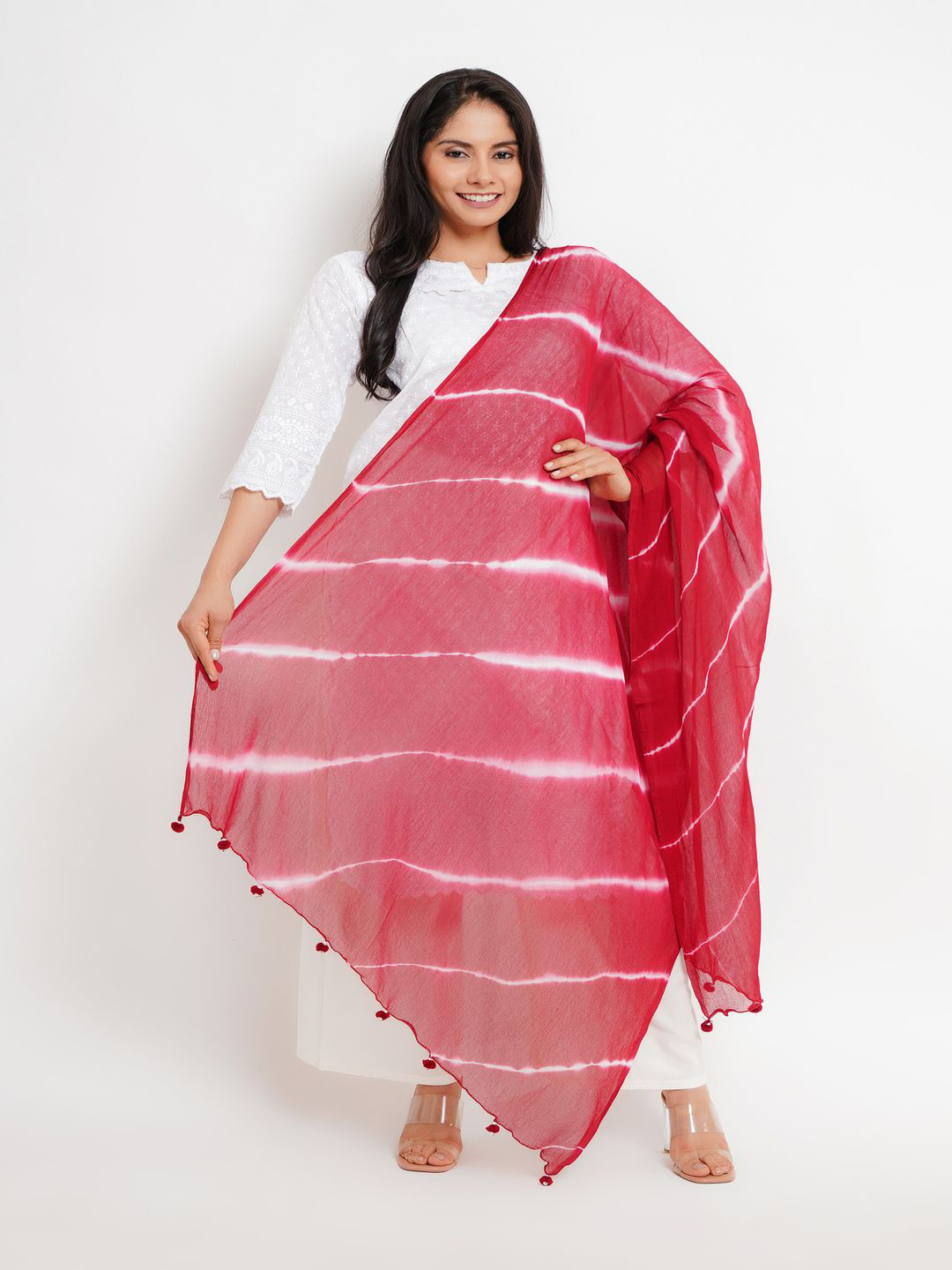 Karthav Fashion Lehariya Dyed Tie & Dye Chiffon Dupatta