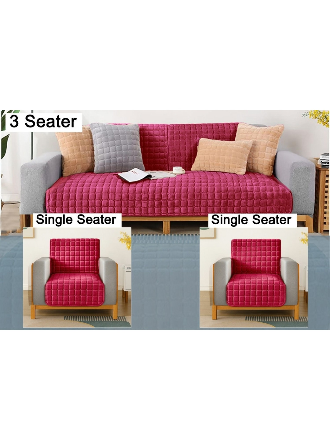 The Furnishing Tree Red Polyester Sofa Covers With Arms