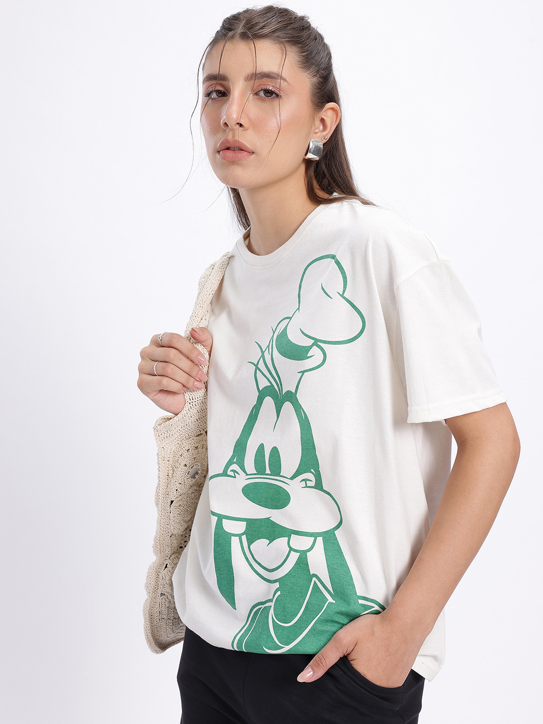 Disney by Glitchez Goofy Print Oversized T-shirt