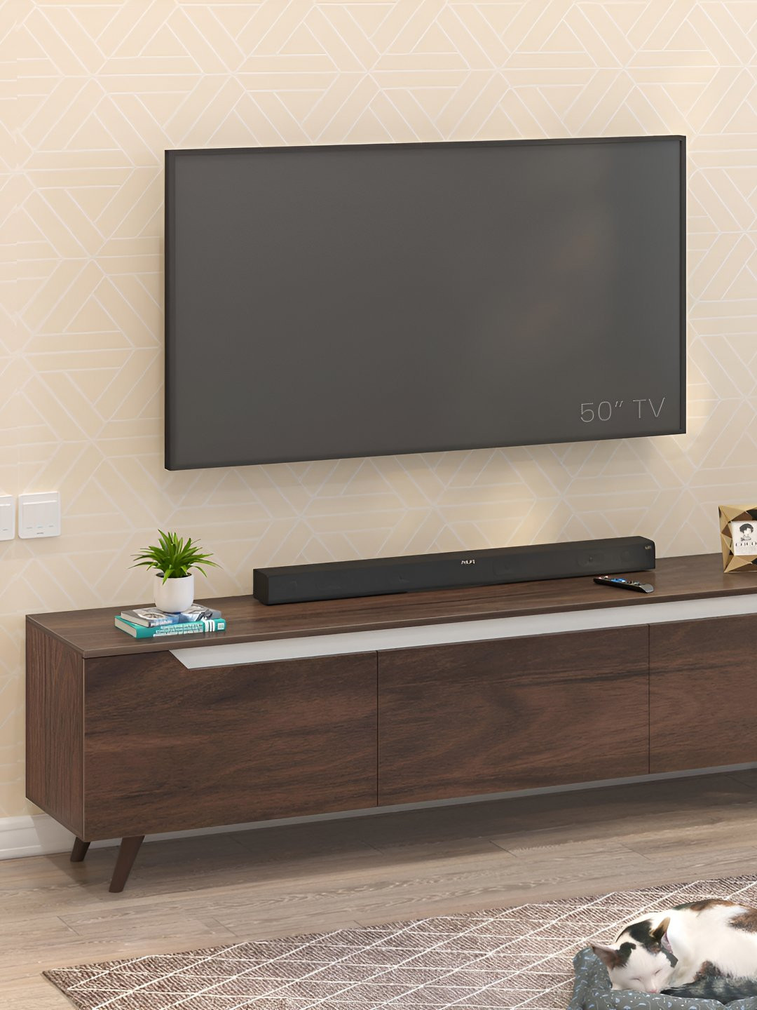 bluewud Blesky Brown & White Wooden TV Entertainment Unit