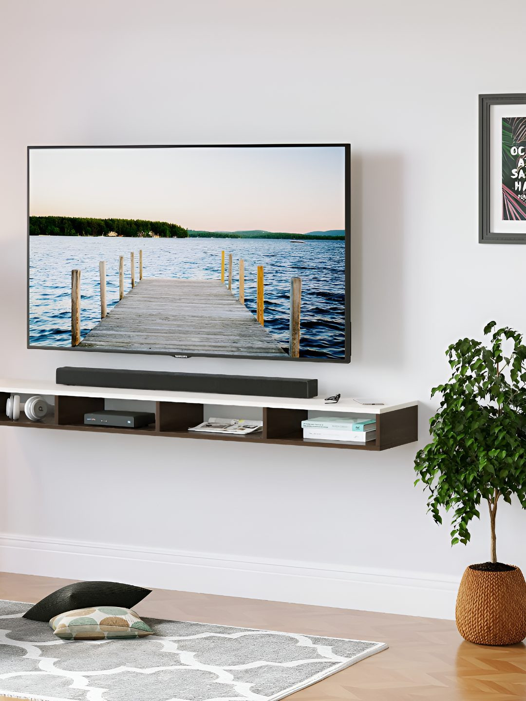 bluewud Brown Primax Solo Wall Mount TV Unit