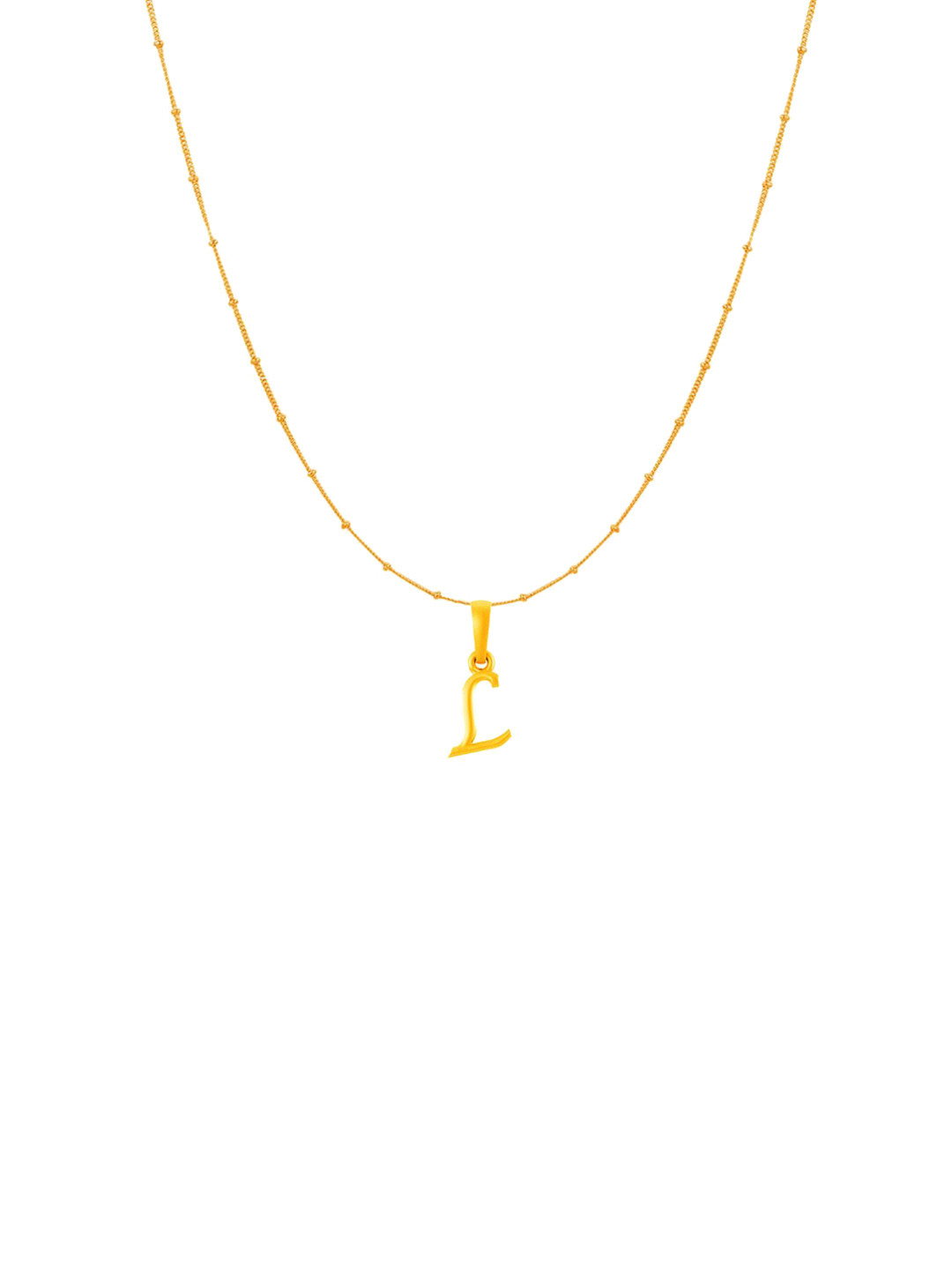 AKSHAT SAPPHIRE 92.5 Silver 22KT Gold Plated L Alphabet Pendant With Ball Chain